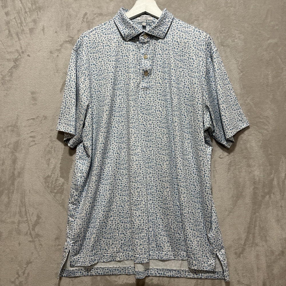Peter Millar Summer Comfort White Toga Party Golf Polo Men's Size Large